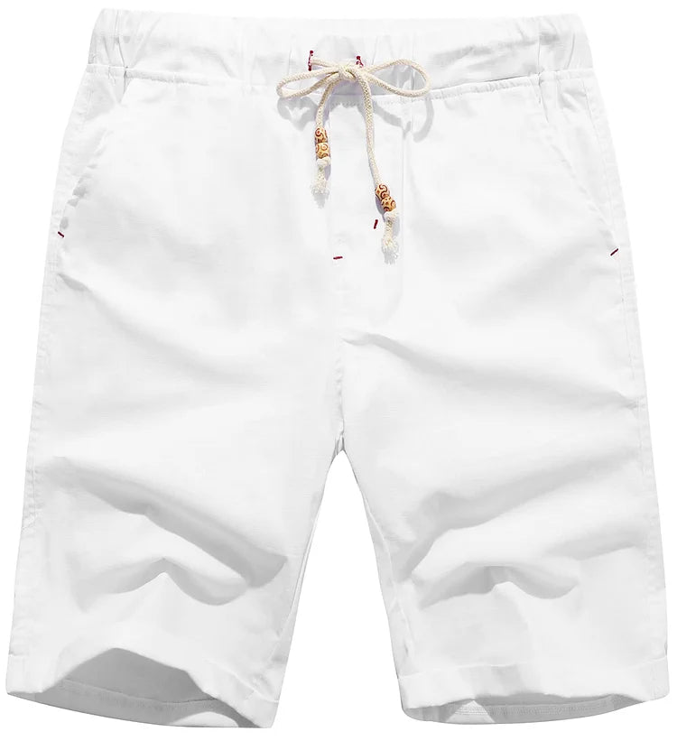 Linen beach shorts with drawstring for men