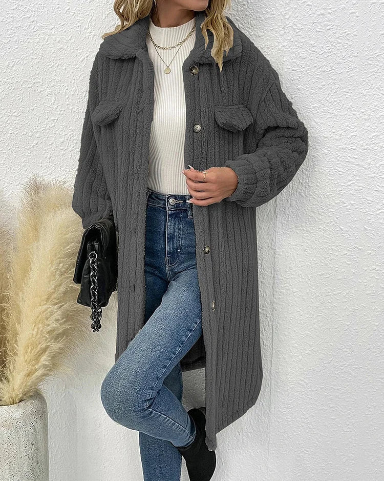 Aurora - cosy single-breasted plush winter coat