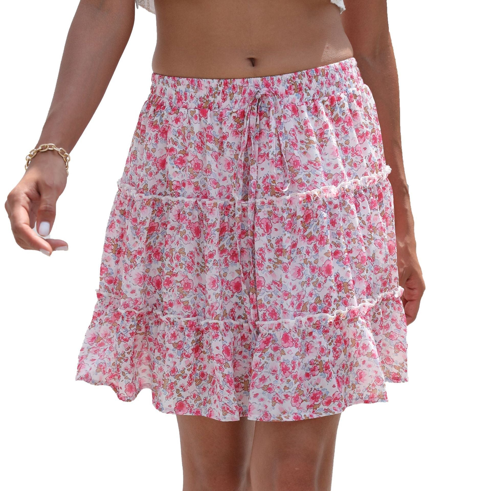 Chic Women Fashion Sewing Floral Skirt