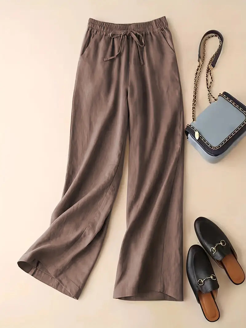 Casual Trousers With Wide Legs and Drawstring