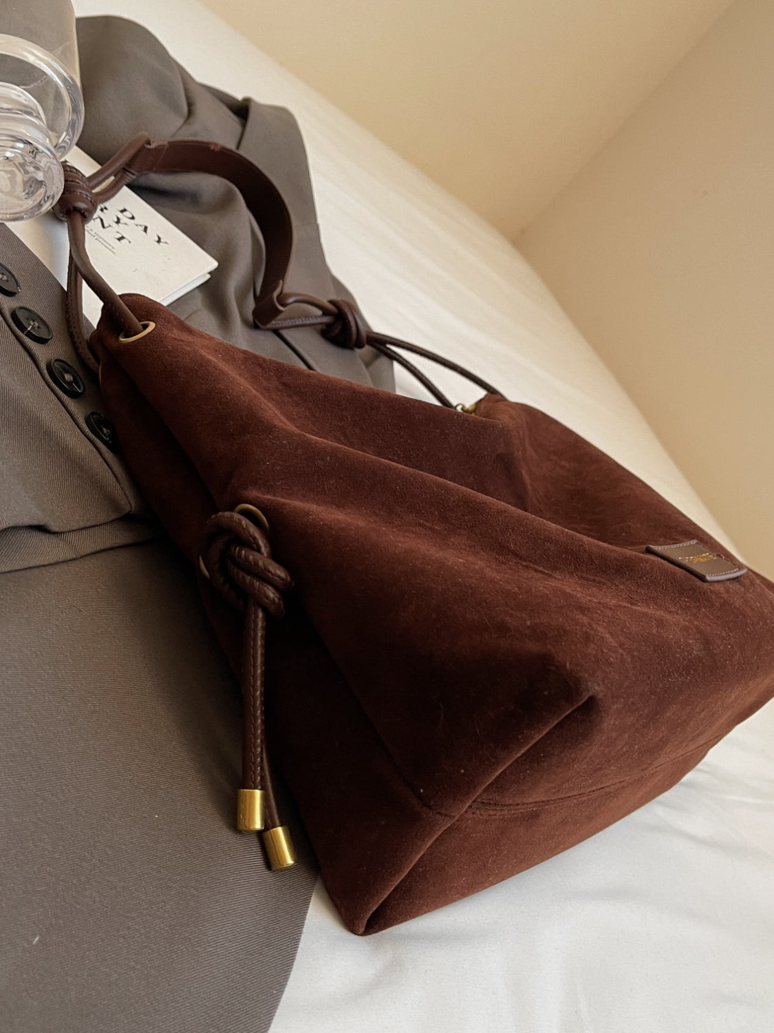 Large handbag in suede