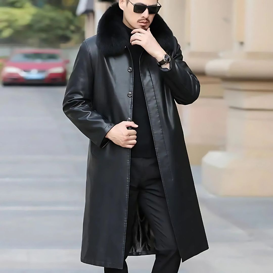 Men's Faux Leather Windbreaker Jacket