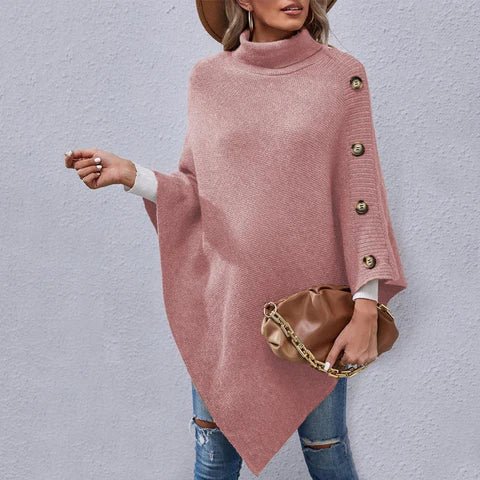 Button-Detail Knit Poncho