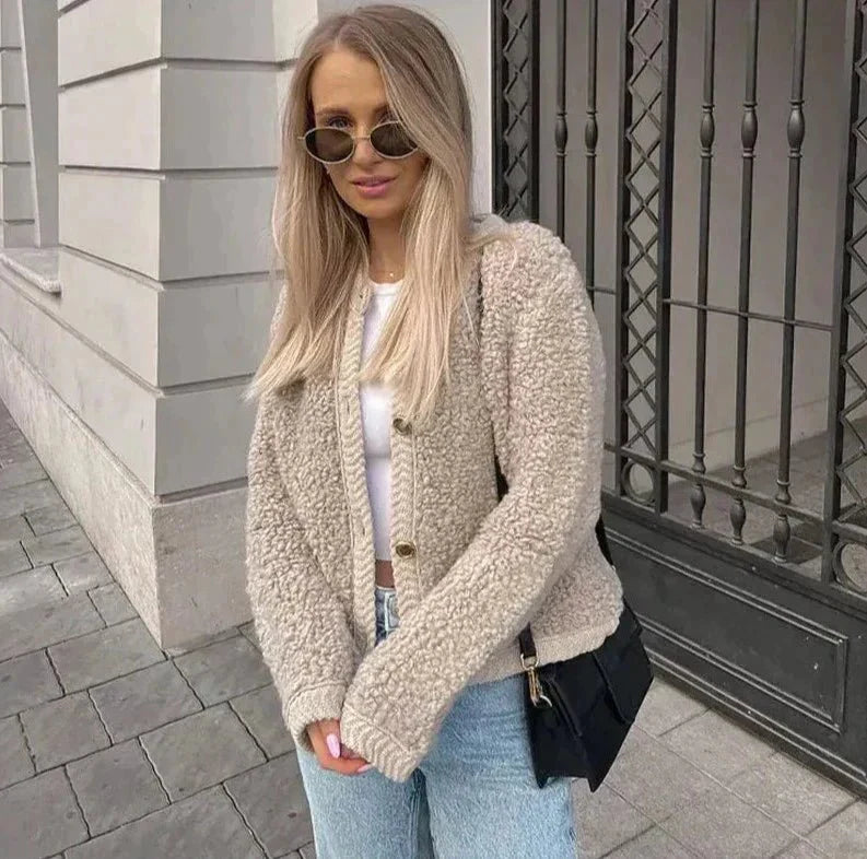 Buttoned Sherpa Cardigan