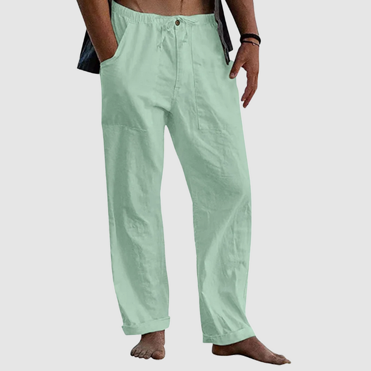 Linen beach trousers for men, loose fit