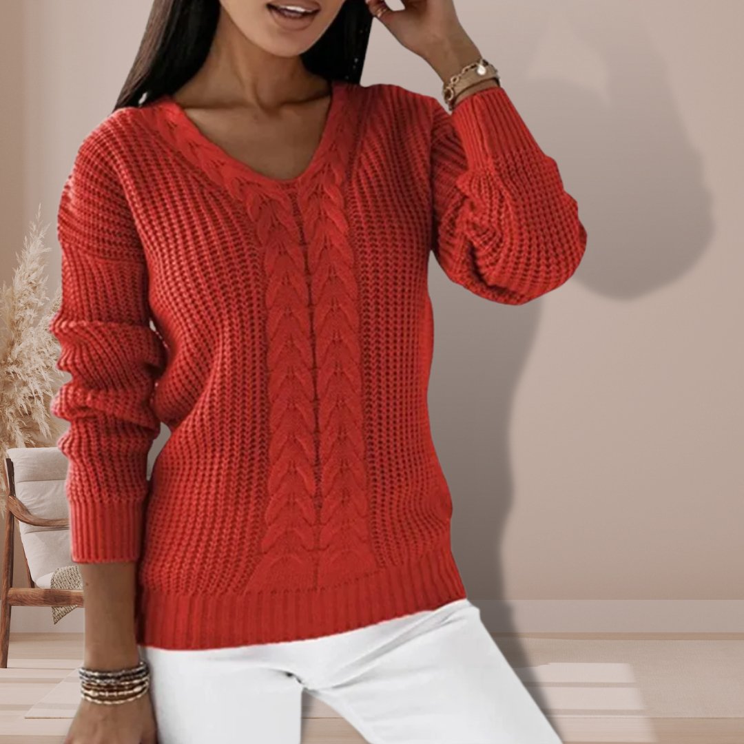 Cable Knit V-Neck Sweater