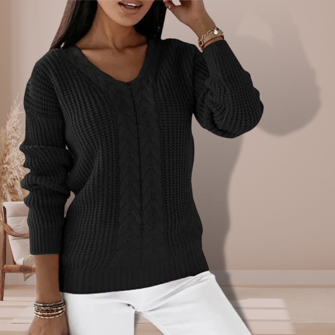 Cable Knit V-Neck Sweater