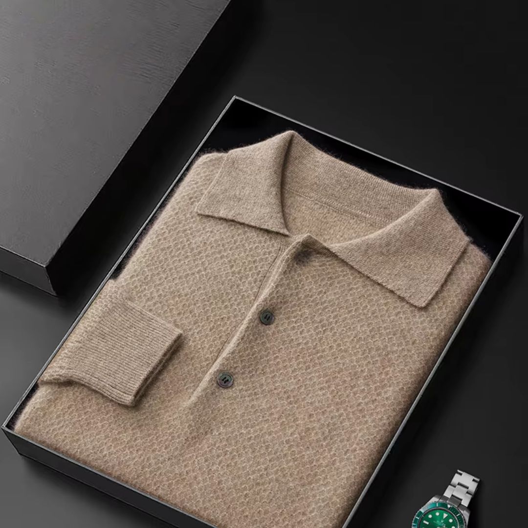 Men's Wool Herringbone Cashmere Sweater