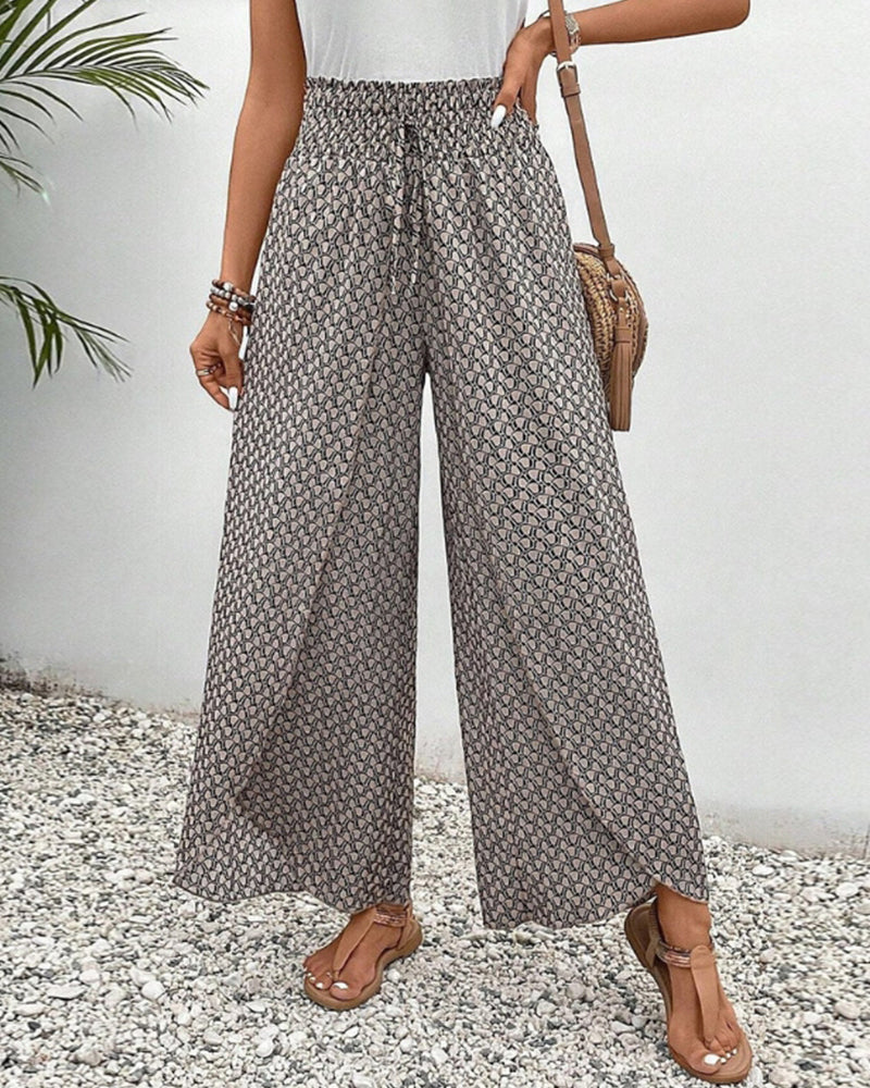 Elasticated trousers with wide leg