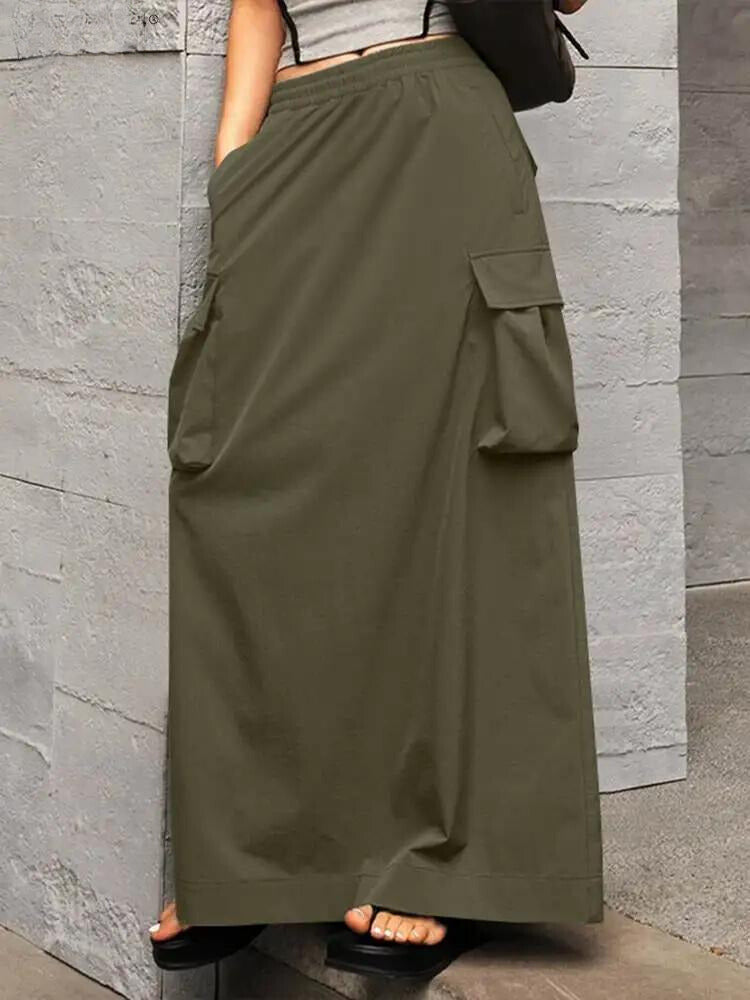 Maxi skirt with cargo-style pockets