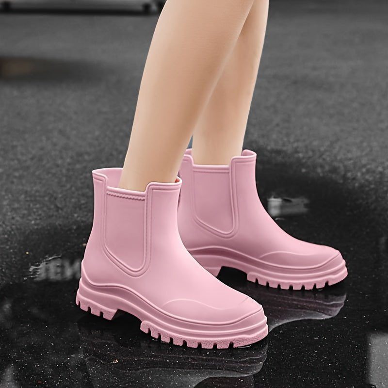 Chunky Sole Ankle Rain Boots