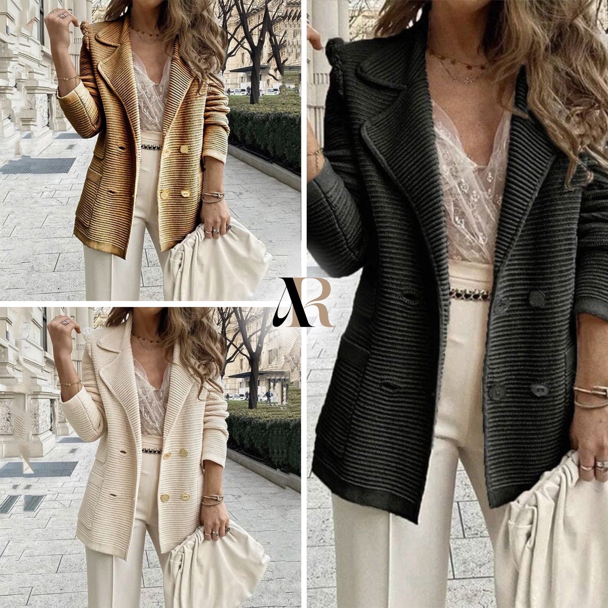 Classic Ribbed Knit Blazer