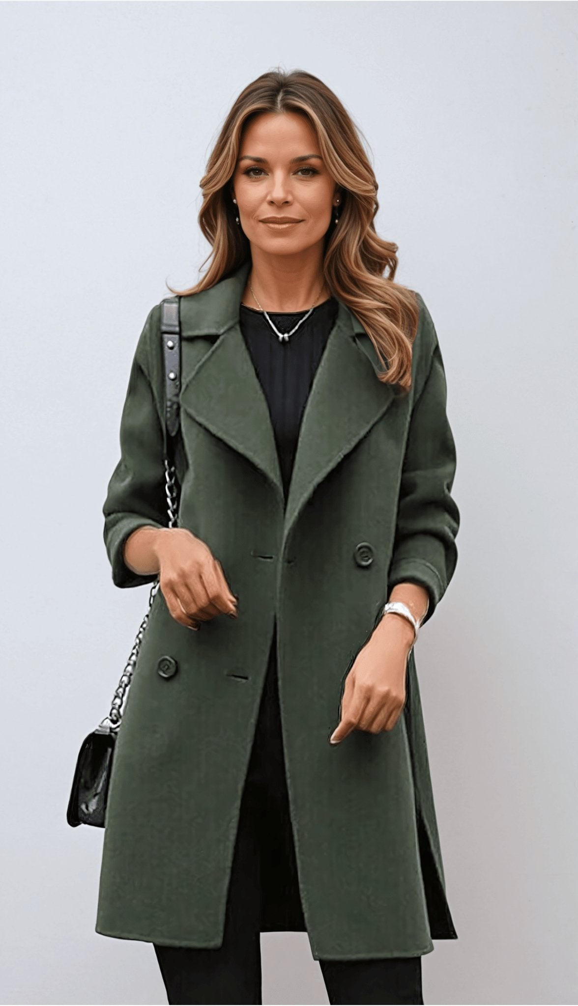 Classic Wool Blend Double-Breasted Coat