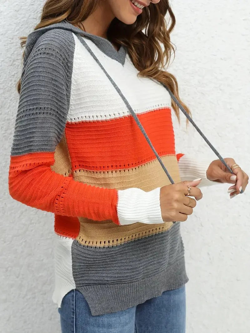 Color Block Knit Hoodie