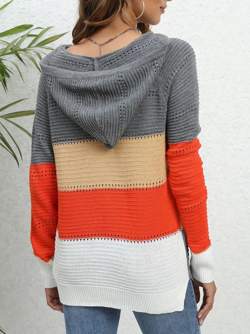 Color Block Knit Hoodie