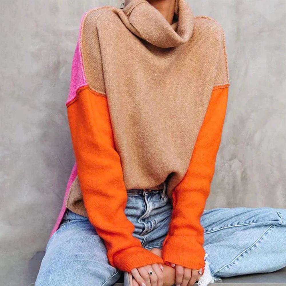 Colorblock Turtleneck Sweater