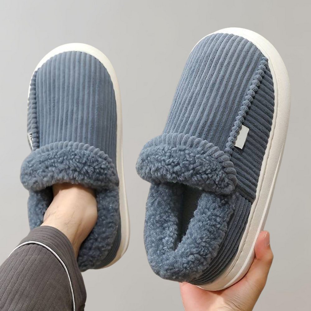 Corduroy Plush-Lined Indoor Slippers