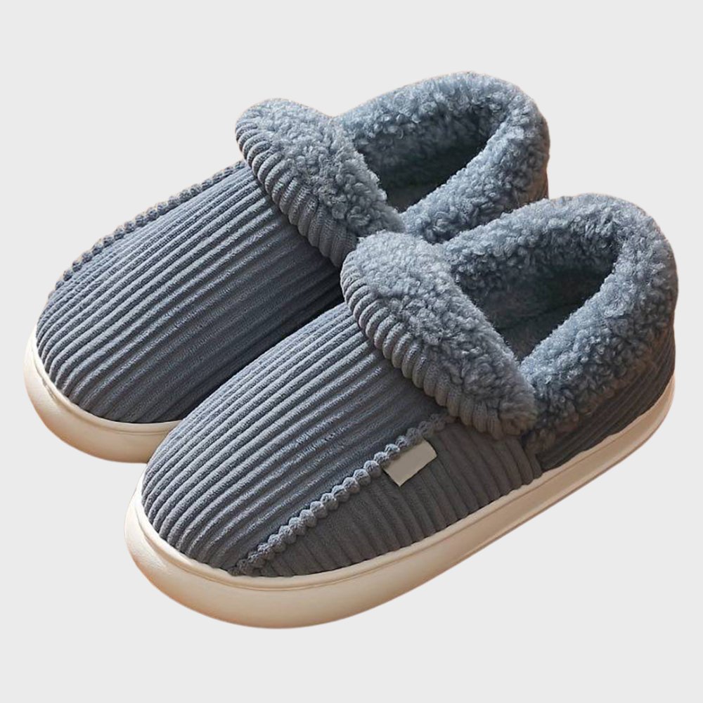 Corduroy Plush-Lined Indoor Slippers