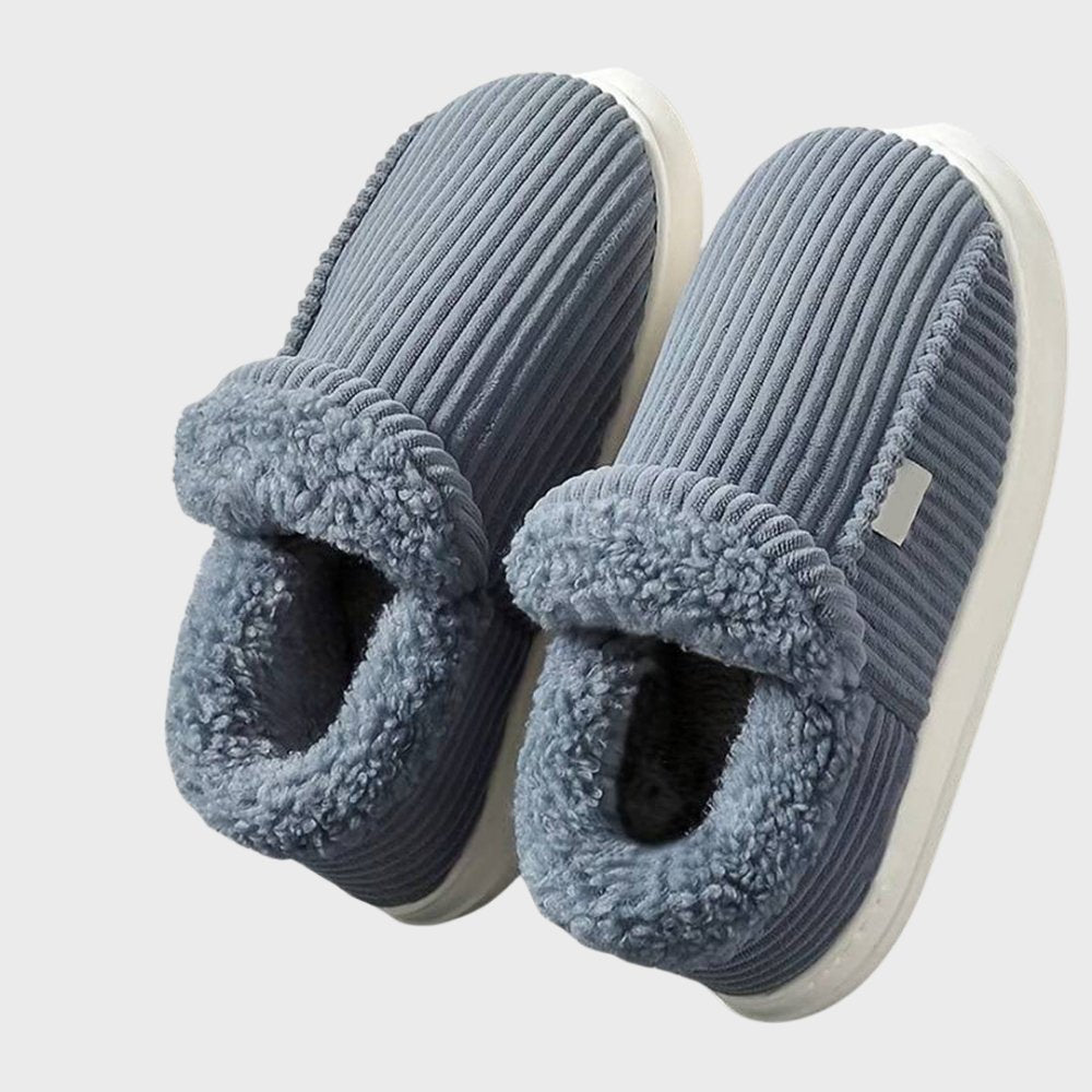 Corduroy Plush-Lined Indoor Slippers