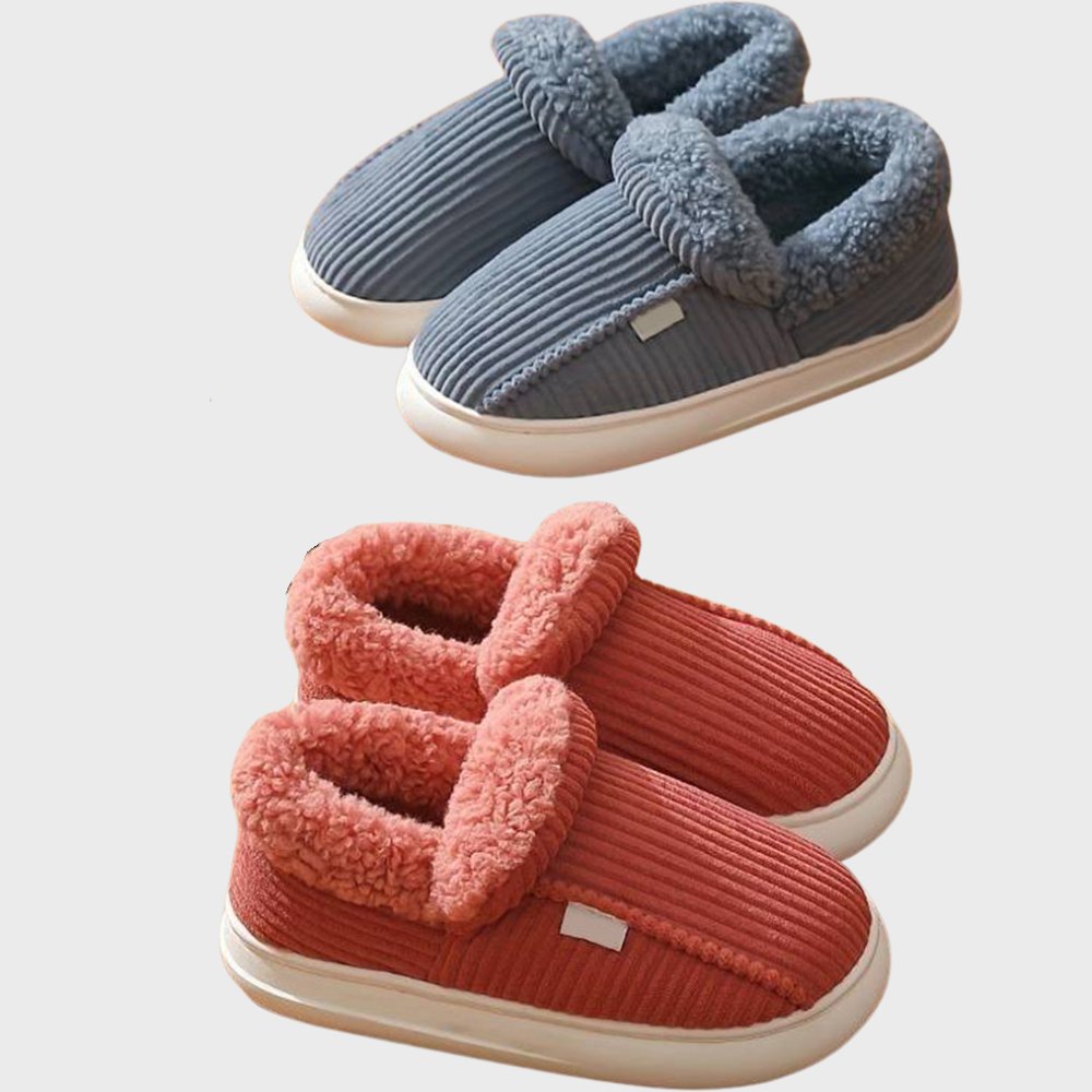 Corduroy Plush-Lined Indoor Slippers