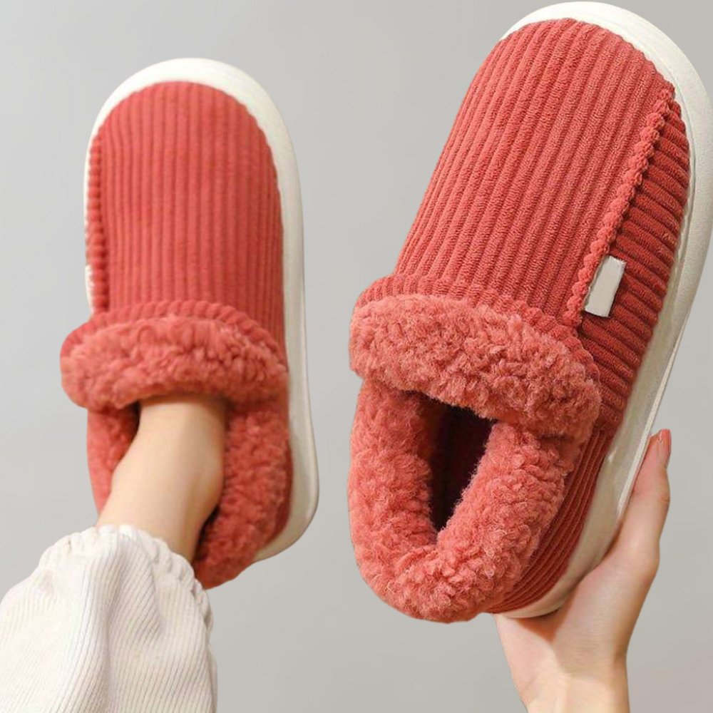 Corduroy Plush-Lined Indoor Slippers