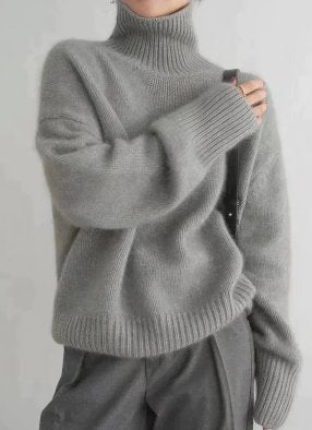 Cozy Oversized Turtleneck Sweater - Soft Knit Winter Pullover