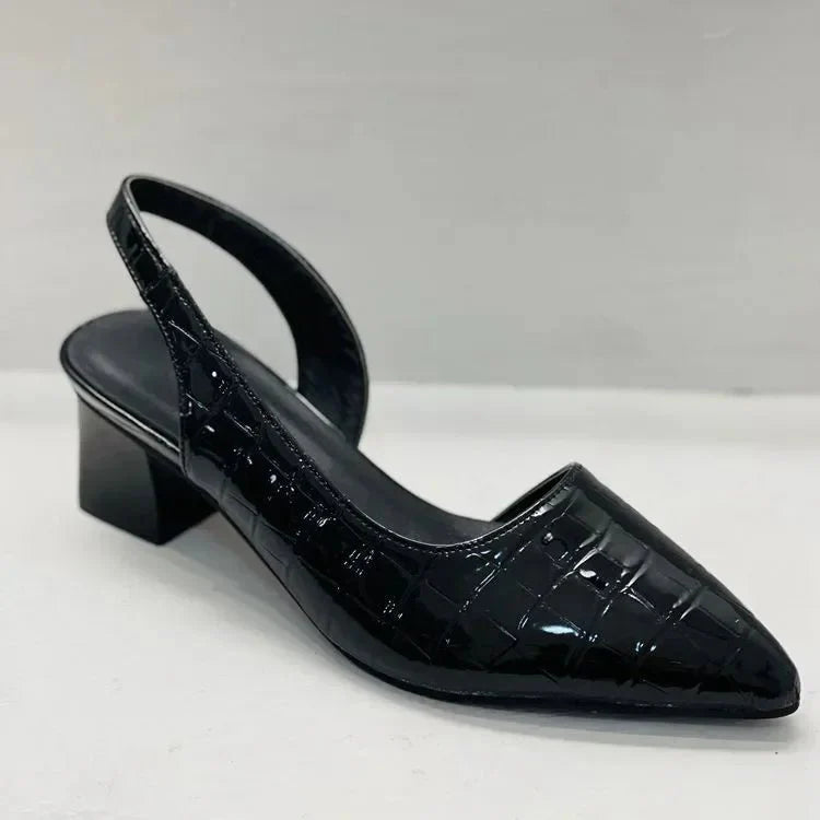 Croc-Embossed Slingback Heels