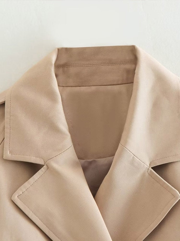 Cropped Double-Breasted Trench Coat - Tailored Jacket