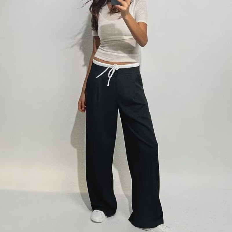 Trousers with high waist and wide leg