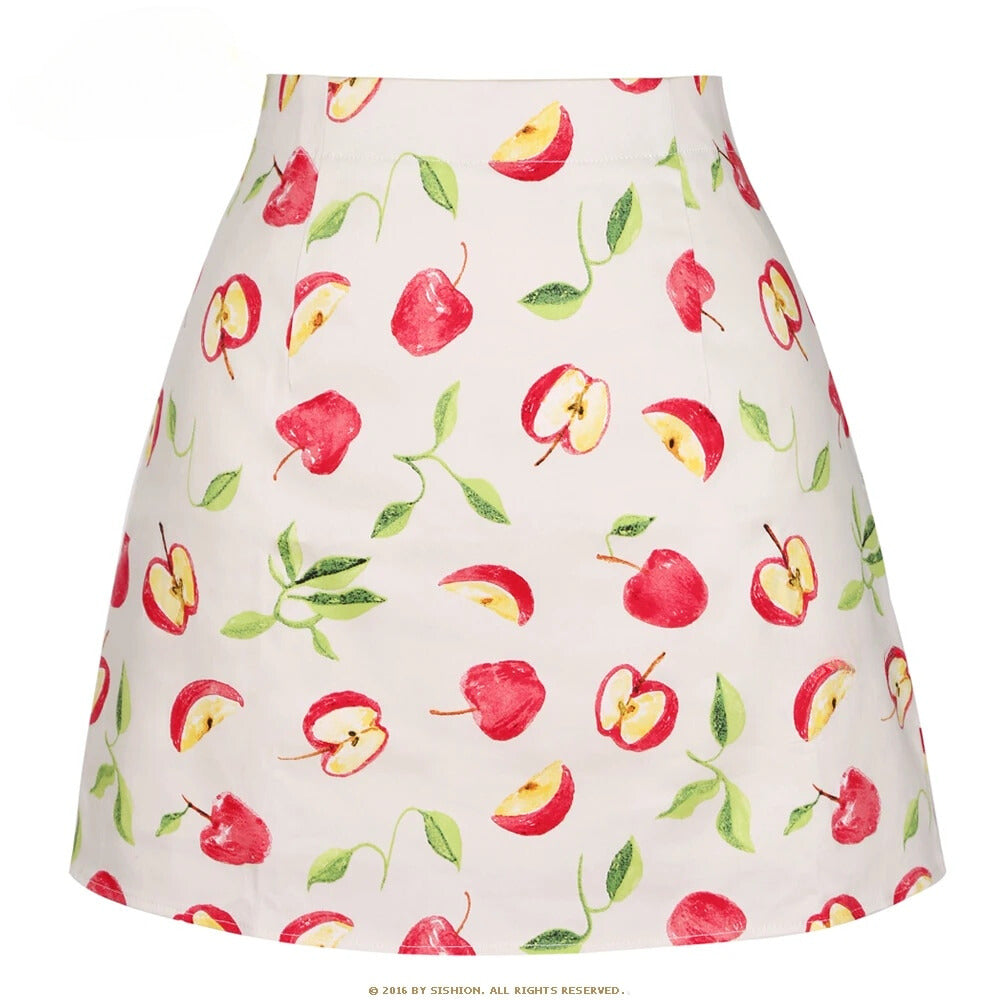 Boho skirt with fruit pattern