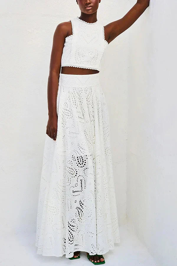 Daniela - Embroidered Top and Maxi Skirt Set