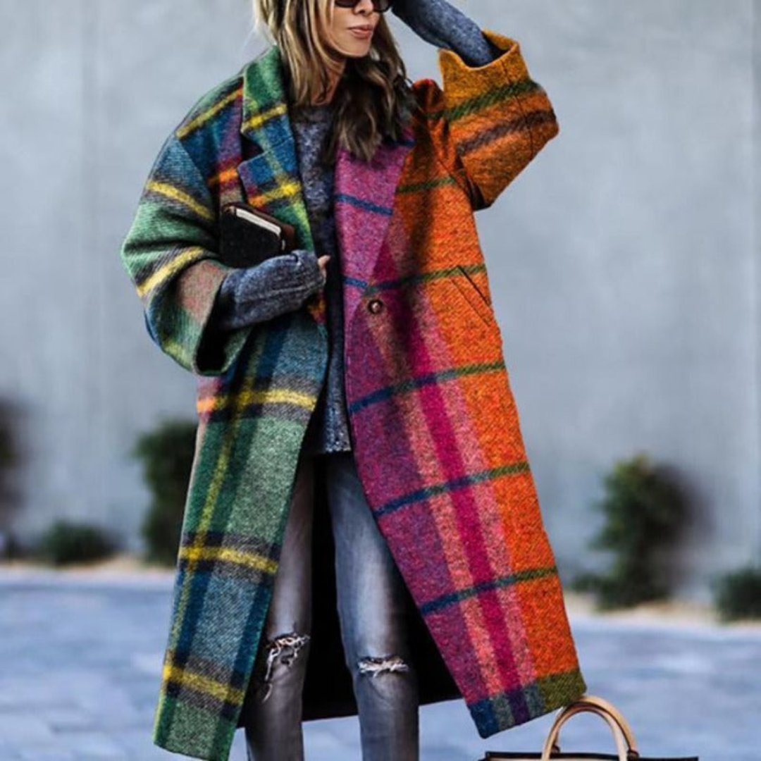 Katina | Warm Long Colourful Coat for Women