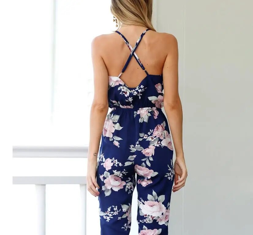 Summer Women's Floral Print Jumpsuit