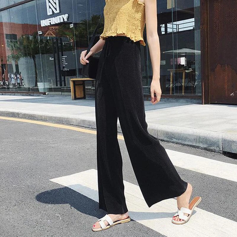 Summer Wide Leg Pleated Trousers