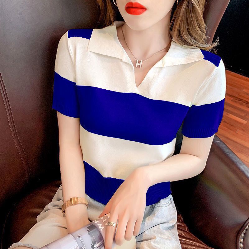 Women's Stylish Two Tone Striped Knitted Shirt