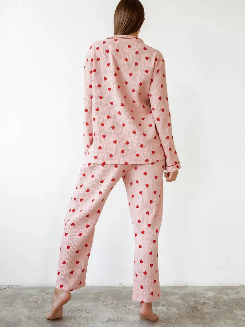 Avery - Heart Print Pyjama Set