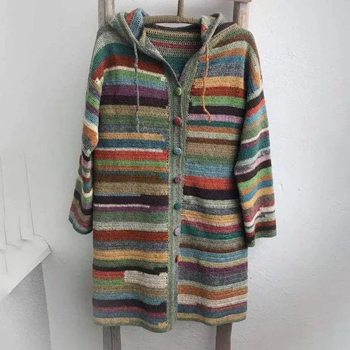 Elegant striped hooded jumper