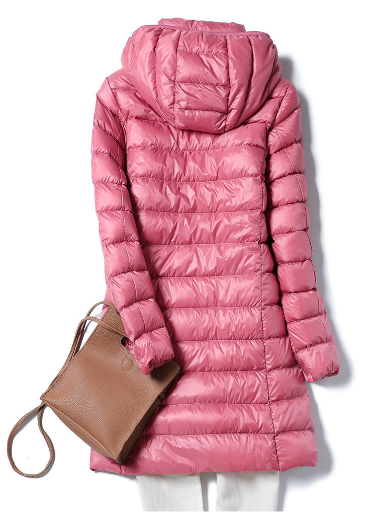 Long, thin down jacket for women