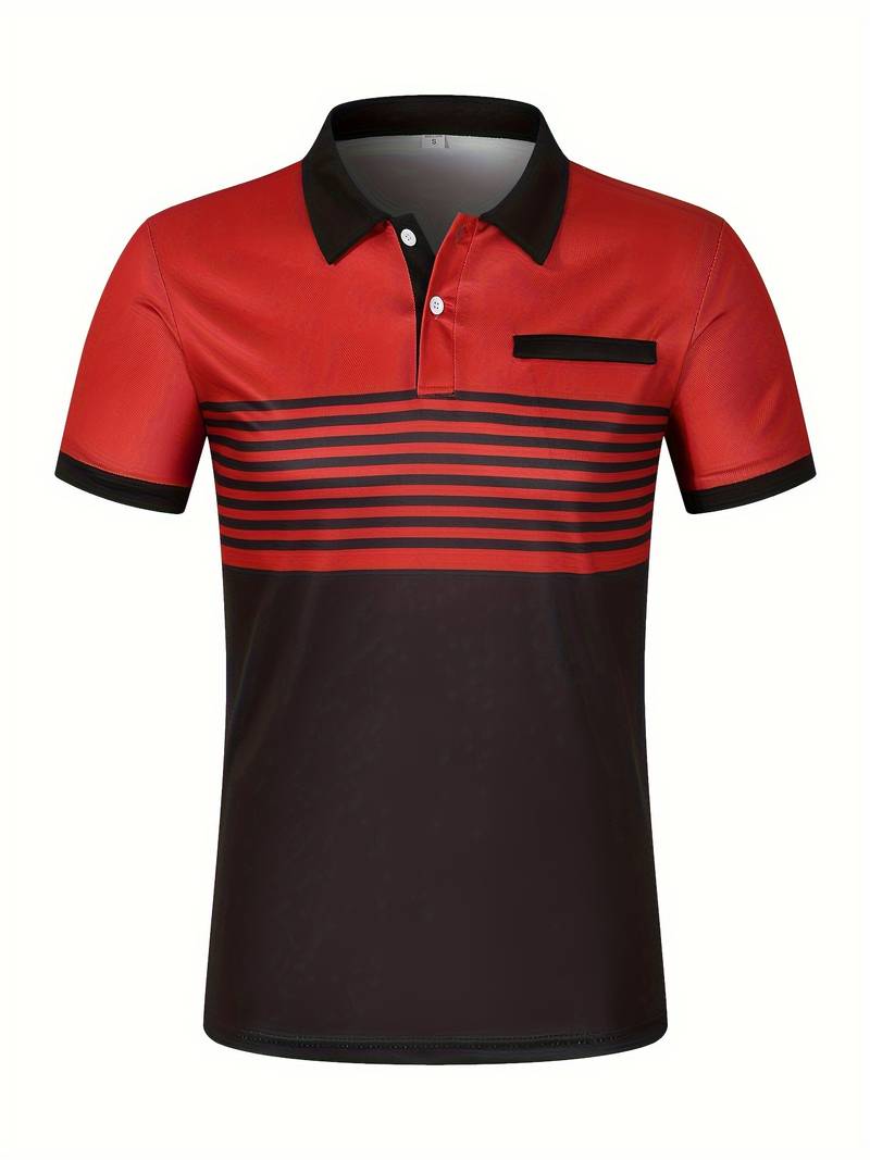 Casual Short Sleeve Striped Polo Shirt For Men