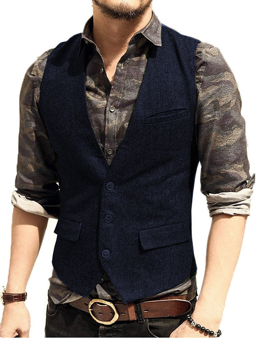 Sleeveless waistcoat with textured details