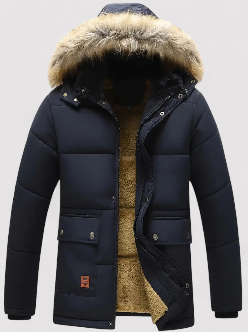 Ancien | Men's Plush-lined Winter Coat with Detachable Hood