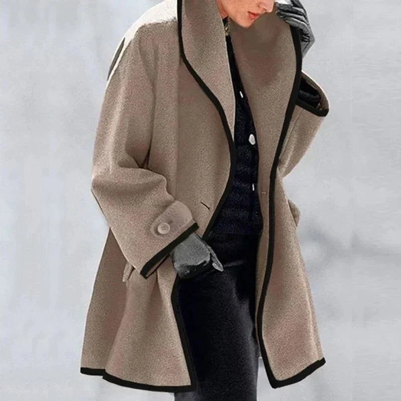 Colour block wool coat