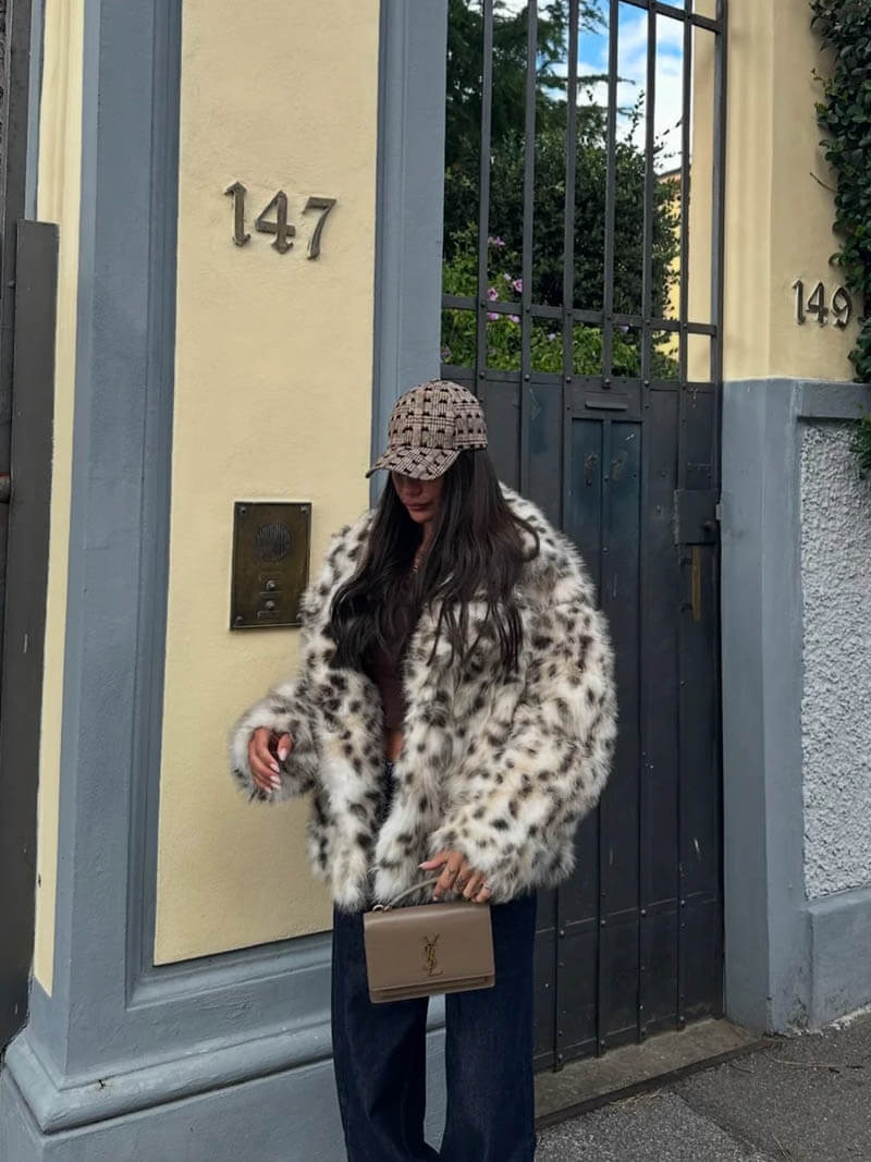 Faux Fur Animal Print Jacket