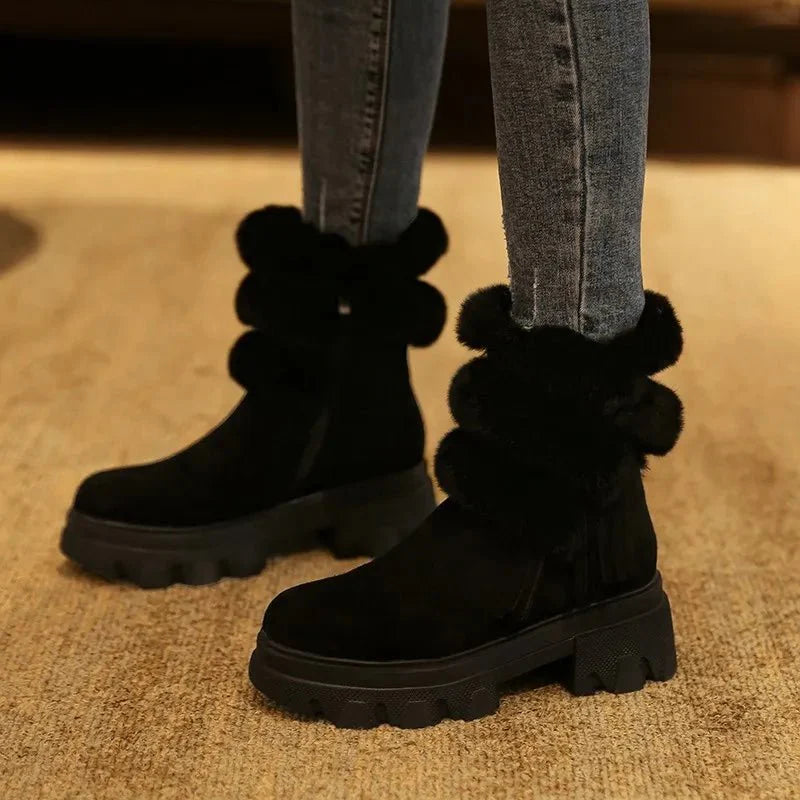 Faux Fur Trim Ankle Boots