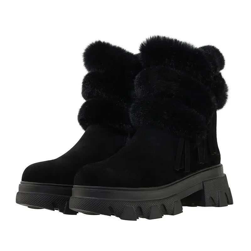 Faux Fur Trim Ankle Boots