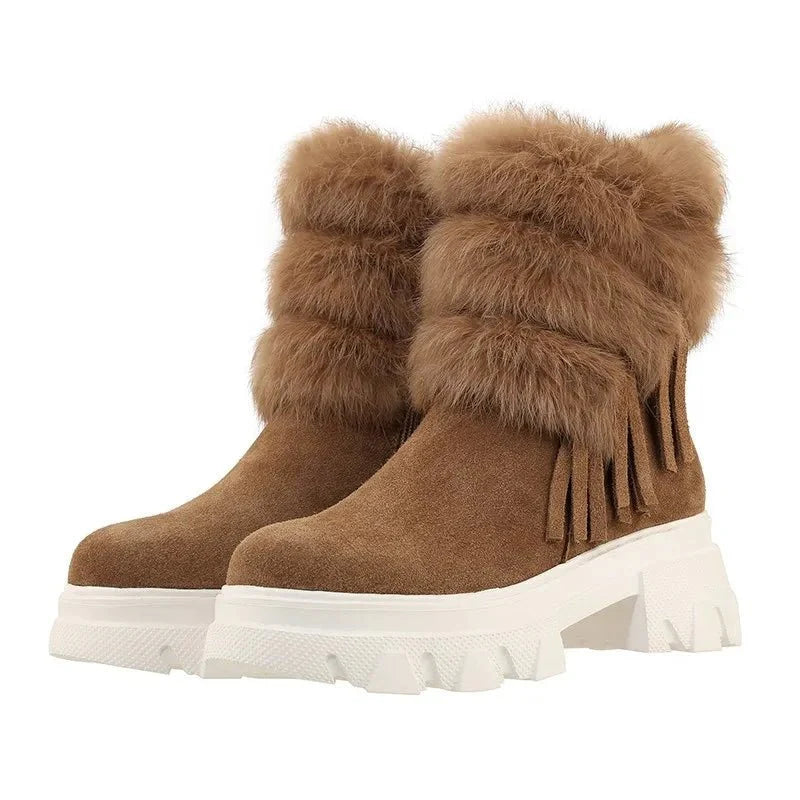 Faux Fur Trim Ankle Boots