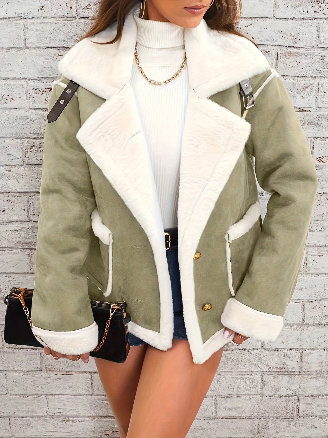 Faux Shearling Aviator Jacket