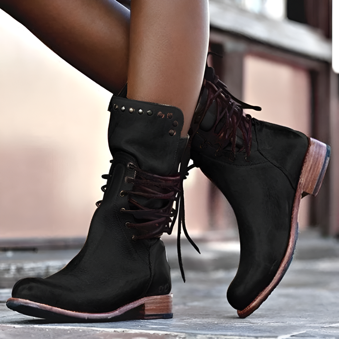 Comfortable lace-up boots in vegan leather