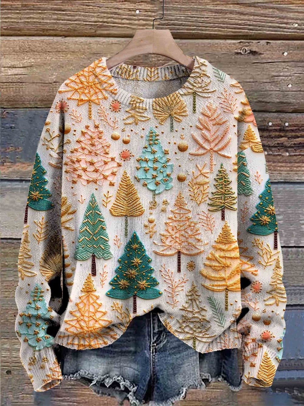 Festive Tree-Print Sweater