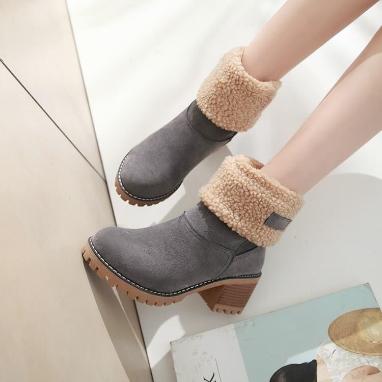 Warm winter boots made from winter fur